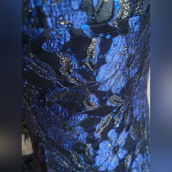 Parisian Collection Blue Floral Lace and Sequin Detailed Mini Dress S - Picture 7 of 8